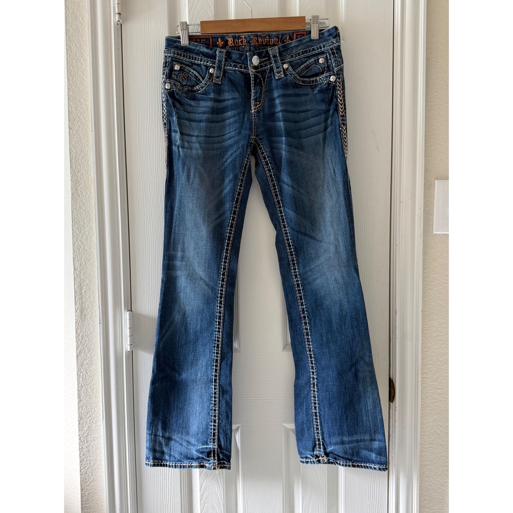 Rock Revival Anja Bootcut Jeans Women's Size‎ 27 Embellished Stretch Denim